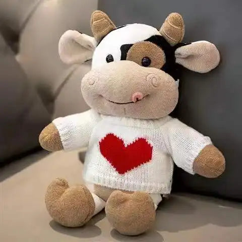 26cm dos desenhos animados leite vaca boneca de pelúcia bonito simulação gado animais brinquedos de pelúcia macio pelúcia camisola vaca travesseiro meninas presentes aniversário