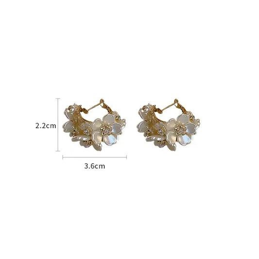 Brincos de flor de cristal coreia novo design moda jóias brinco requintado elegante feminino acessórios de festa de casamento