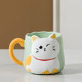 Cartoon 3D Embossed Ceramic Cup, Café Leite Chá, Breakfast Handle Cup, Cute Cat Louça, Novidade Presente para Casa, Caneca 500ml