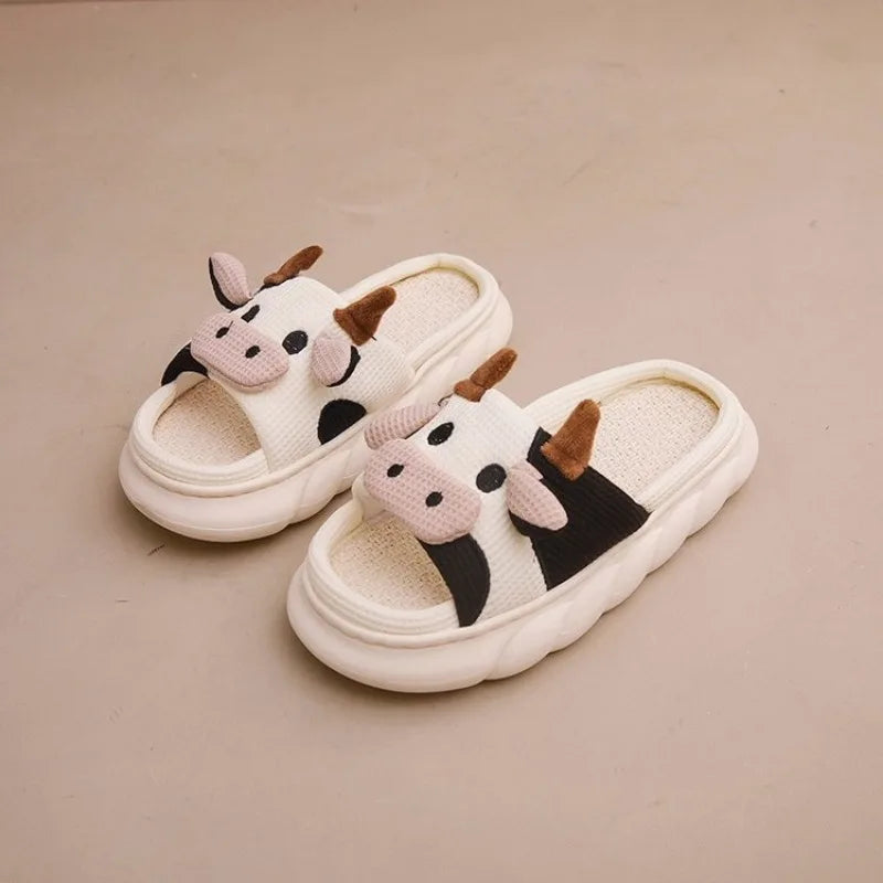 Chinelos De Vaca De Leite De Pelúcia Para Mulheres, Sandálias Dos Desenhos Animados Para Adultos, Cute Home Slides para Casais, Chinelos Indoor, Venda Quente