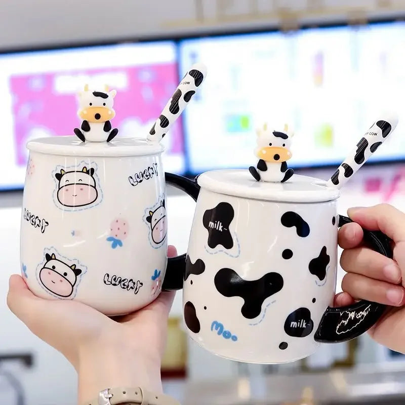 Xícara de café cerâmica dos desenhos animados, Caneca da vaca do estudante, Canecas estúpidas e fofas, Copos de café da manhã infantil