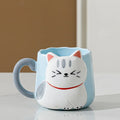 Cartoon 3D Embossed Ceramic Cup, Café Leite Chá, Breakfast Handle Cup, Cute Cat Louça, Novidade Presente para Casa, Caneca 500ml