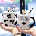 Xícara de café cerâmica dos desenhos animados, Caneca da vaca do estudante, Canecas estúpidas e fofas, Copos de café da manhã infantil