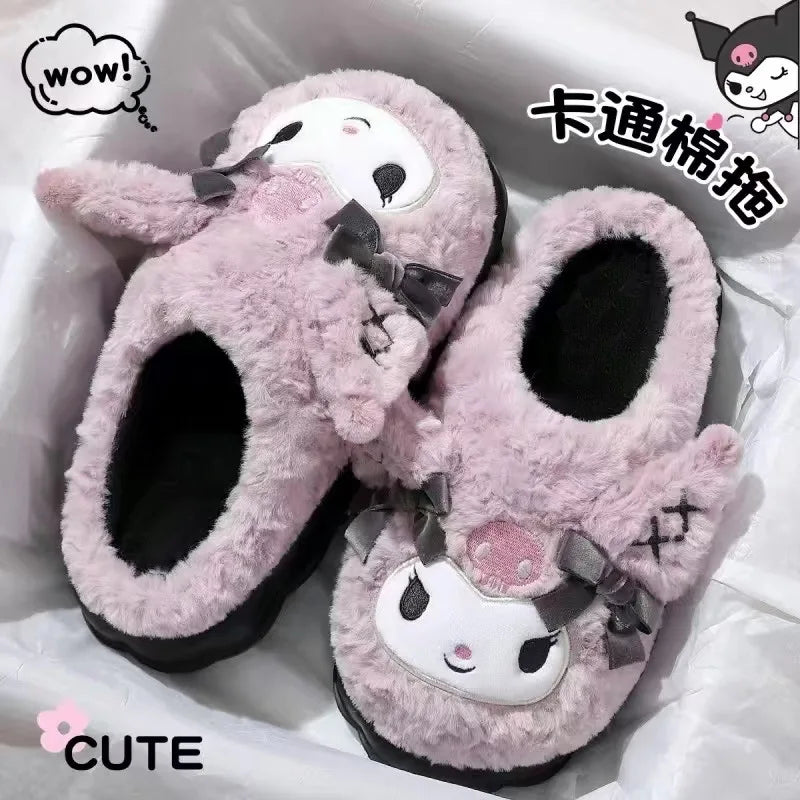 Chinelos de desenhos animados Sanrio, Hello Kitty, minha melodia, Kuromi Cinnamoroll, sapatos de algodão quente, presentes de férias, outono, inverno