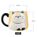 Cartoon 3D Embossed Ceramic Cup, Café Leite Chá, Breakfast Handle Cup, Cute Cat Louça, Novidade Presente para Casa, Caneca 500ml