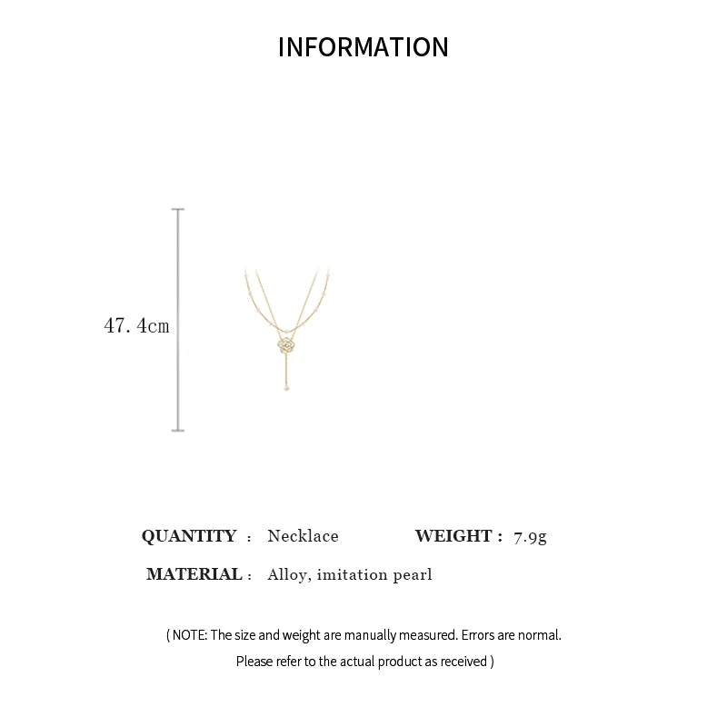 Imitação de pérola camélia flor dupla camada pingente colar luz francesa corrente de luxo colares doce suave jóias femininas