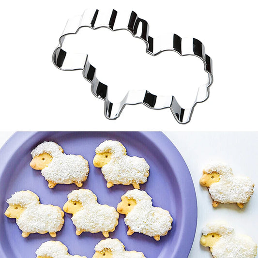 Forma cortadora de biscoitos de aço inoxidável, molde de biscoito em formato de ovelha, forma de fondant, ferramentas de cozinha, confeitaria, 1 peça