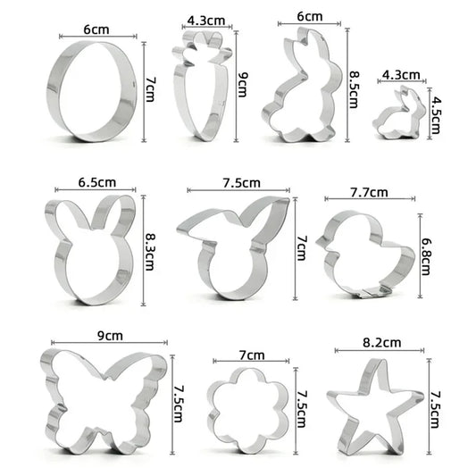 Variedade estilos de aço inoxidável cortador de biscoito de páscoa coelho ovos cenoura molde de biscoito utensílios de cozinha cortador de biscoito ferramenta de cozimento