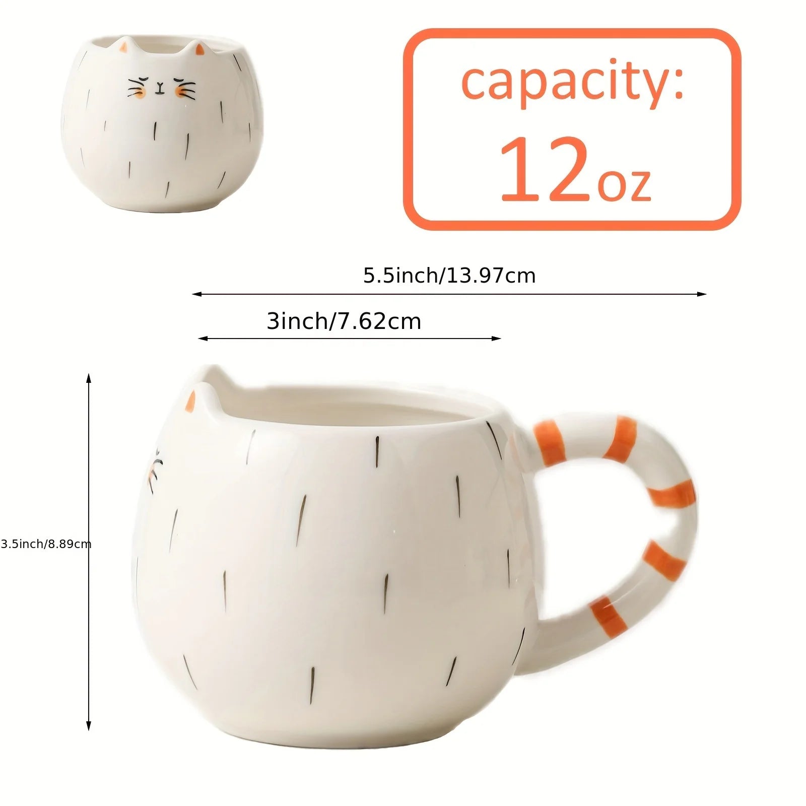 1pc copo de cerâmica bonito, caneca em forma de gato, copos de leite, café e água de 380ml/13oz