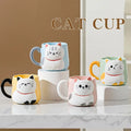 Cartoon 3D Embossed Ceramic Cup, Café Leite Chá, Breakfast Handle Cup, Cute Cat Louça, Novidade Presente para Casa, Caneca 500ml