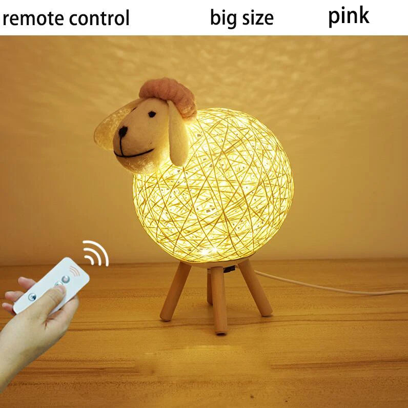 Ovelha bonito led night light mão-tecido animais abajur lua crianças quarto lâmpada de sono usb decoração de cabeceira dropshipping